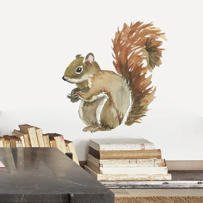 Cute Squirrel Wall Sticker For Kids Babyroom Home Decoration Removable