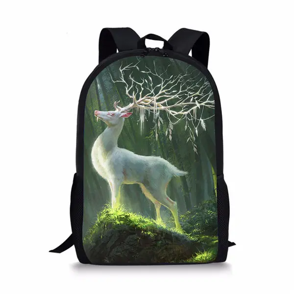 HaoYun 3PCs Set Kids School Backpack Fantasy Arts Deer Pattern School Book Bags Cute Animal Fashion Backpack/Flaps Bag/Pen Bags - Color: CDWX3911C
