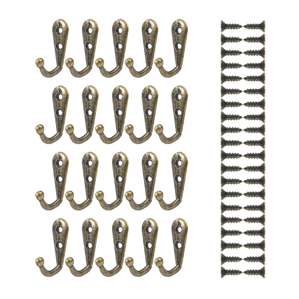 Wall Organizer Hook Wall Mount Hooks Multi Purpose Hooks 20pcs Wall Mounted Hook Single Robe Coat Hat Key Hanger with 40 Pieces Screws Home Storage Hook Organize Hooks