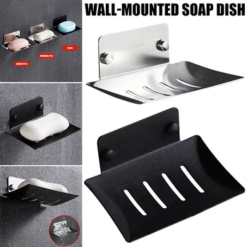 

Economical Bathroom Soap Dish Box Rack Free Perforated Soap Box Wall-Mounted Drain 304 Stainless Steel ds99
