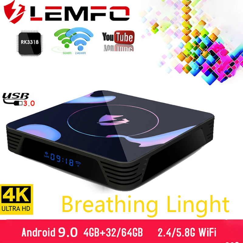 ТВ приставка LEMFO LET1 Android 9 0 4K 6K 8K DDR3 2.4G5G WiFi HDMI2.0a 4G RAM 64G ROM Google Youtube IPTV Smart Box лучше чем