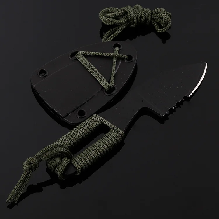 Ключ D мини-платье с завязками на шее Ножи Нержавеющая сталь карман Открытый Кемпинг спасение ножа, инструменты для выживания в диких условиях Self-ножи для защиты