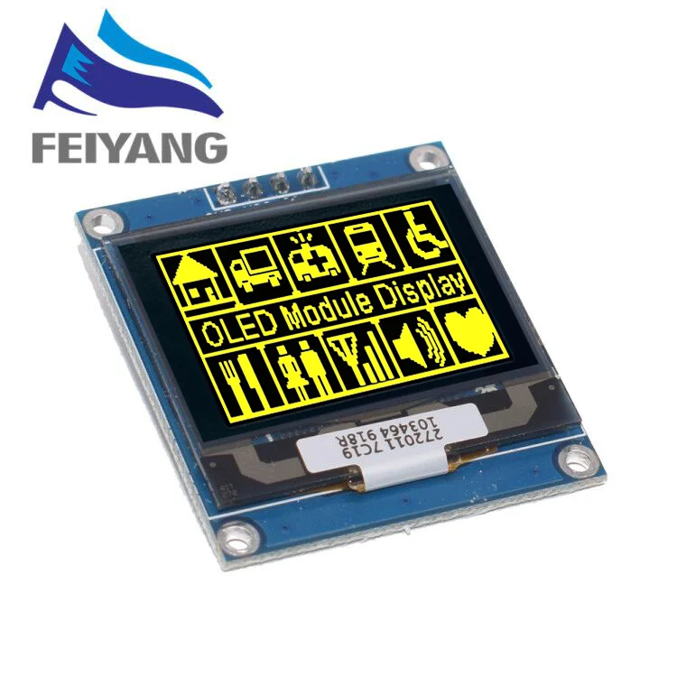 1 шт. 1,32 дюймовый oled белый/желтый 128x96 lcd ssd1327 драйвер с градацией серого HD lcd модуль iic интерфейс экрана - Цвет: Цвет: желтый