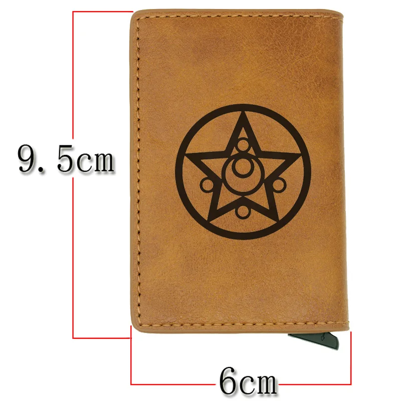 Fashion Sailor Moon Symbol Design Rfid Wallet Classic Men Women Credit Card Red Leather Wallets Short Purse