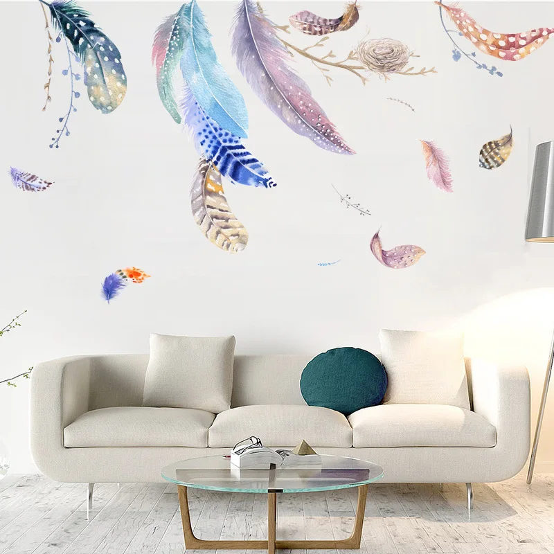 

Nordic Drifting Feather Wall Stickers Sofa TV Shop Background Wall Decoration Mural Living Room Decoration Wall Decal