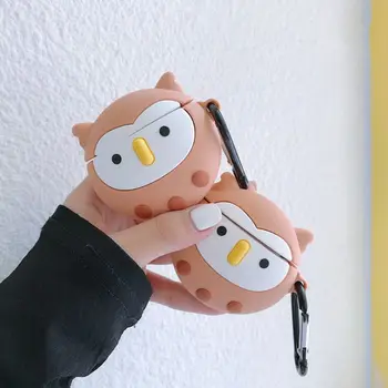 

Cartoon Owl Style Protective Case Silicone Cover for Airpods 1/2 with Carabiner W91A
