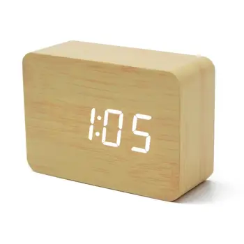 

LED Electronic Wooden Alarm Clock Elegant Rectangle Alarm Clock Table Clock Desktop Decoration For Home Office