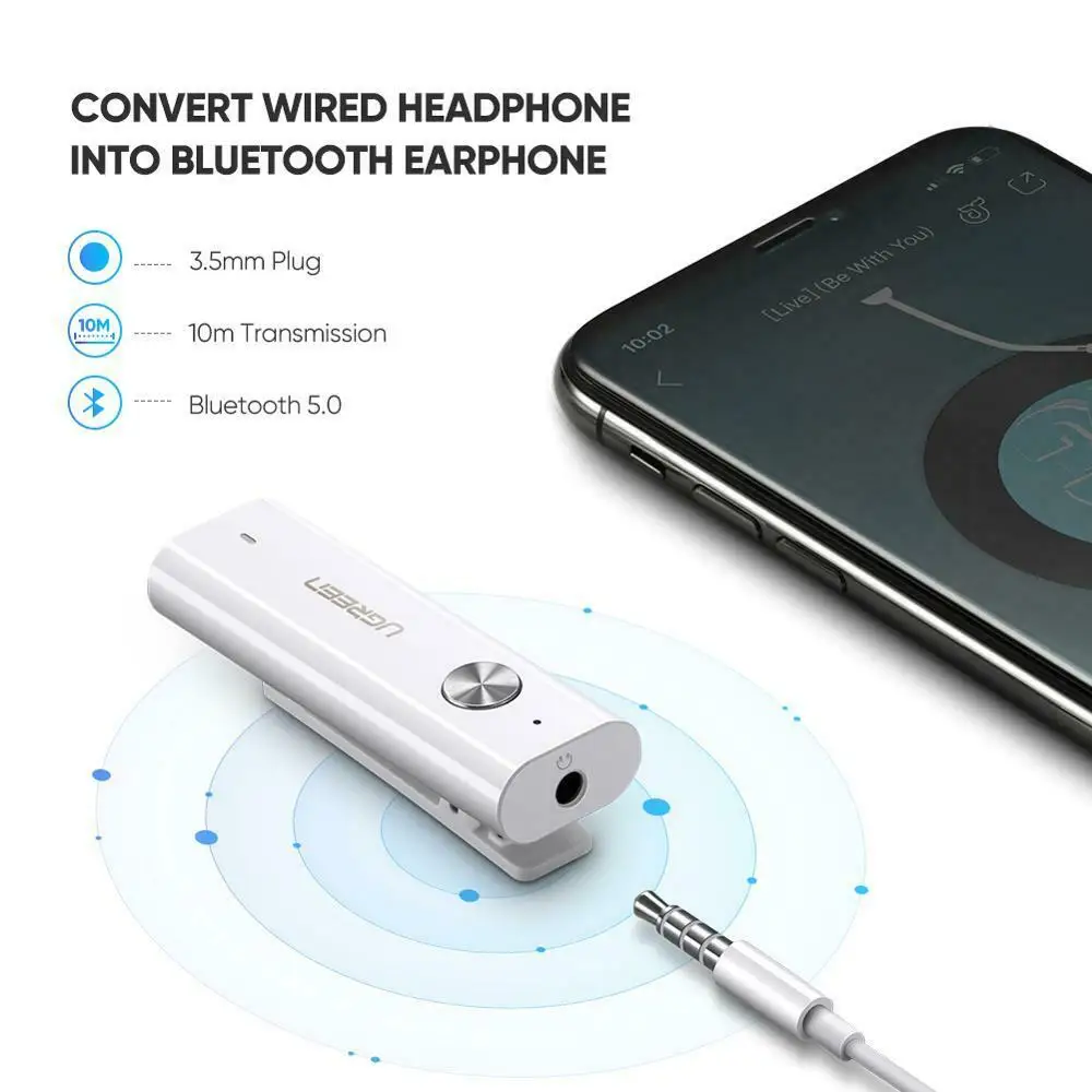 Ugreen Bluetooth 5 0 Receiver 3 5mm APTX LL AUX Adapter for Headphone Speaker Music Wireless Bluetooth 3 5 Jack Audio Receiver N