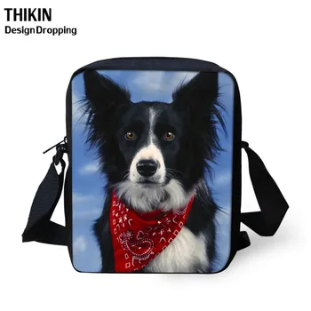 

THIKIN 3D Border Collie Printing Children Messenger Bag Women Handbags Cute Mini Crossbody Bags Kids Girls Kindergarten Book Bag