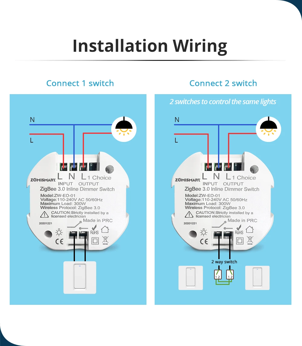 Conecte-se ao Hub Life, SmartThings, Alexa, Google Home, Controle de Voz Dimmer