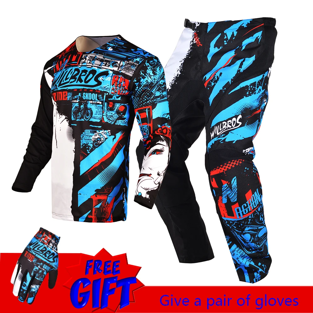Willbros Dirt Bike Jersey Pants Combo Brown Racing Suit Motorcycle Motocross Sport BMX Enduro MX Riding motorcycle jacket,motocross gear set