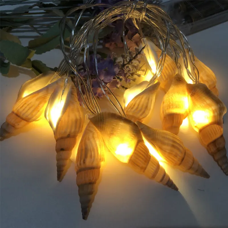 Conch LED Garland String Lights Warm White Fairy Garland Christmas Lights String Battery Power LED String Lighting for Home