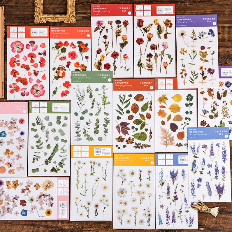 Bouquet Flower Rub On Transfer Stickers Aesthetic Plant Scrapbooking Material Junk Journal Card Decorative Crafts DIY Sticker