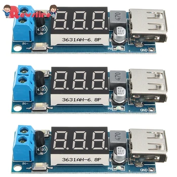 

1/3Pcs 4.5-40V To 5V 2A USB Charger Step Down Voltage Converter Buck Module With Number Display Voltmeter