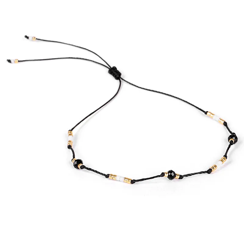 Black Boho ручной Плетеный небольшой бисер Miyuki браслет на ногу простой дизайн веревочный браслет на ногу для женщин девушек Halhal сексуальные ювелирные изделия для женщин - Окраска металла: Black