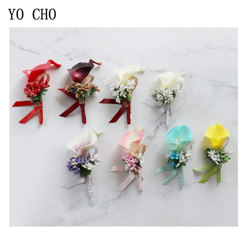 Yo Cho Artificiale Calla Lily Fiore Corpetto E Boutonniere Matrimonio Asola Fiore Donne Spilla Spille Pu Calla Corpetto Da Sposa