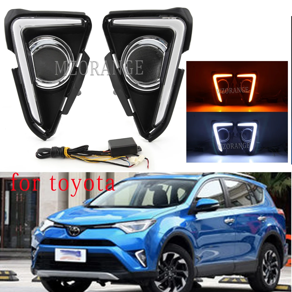 2 шт для передней панели СВЕТОДИОДНЫЙ дневной Бег светильник Toyota RAV4 RAV-4 2016 2017 2018 DRL
