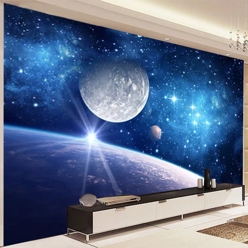 Custom Self-Adhesive Waterproof Wallpaper 3D Beautiful Universe Space  Starry Sky Mural Living Room Kid's Bedroom 3D Wall Sticker AliExpress