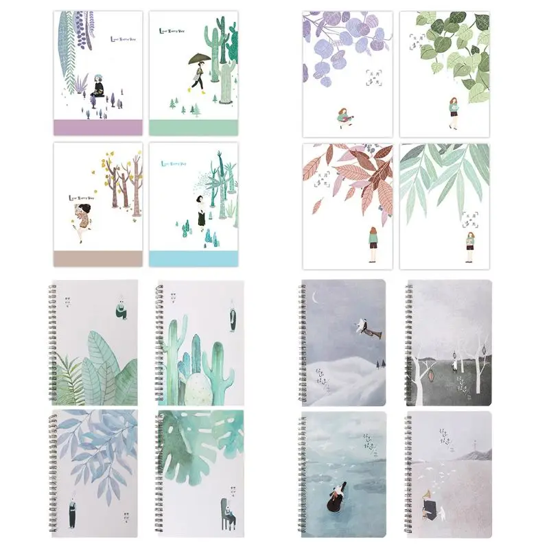 

4pcs/set A5 Thickened Notebook Agenda Note Book Spiral Journal Daily Planner School Office Supplies