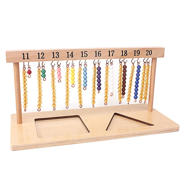 Montessori Teaching Math Toys Digitals Numbers 1-20 Hanger And Color Beads Stairs for Ten Board Preschool School Training Toys 5