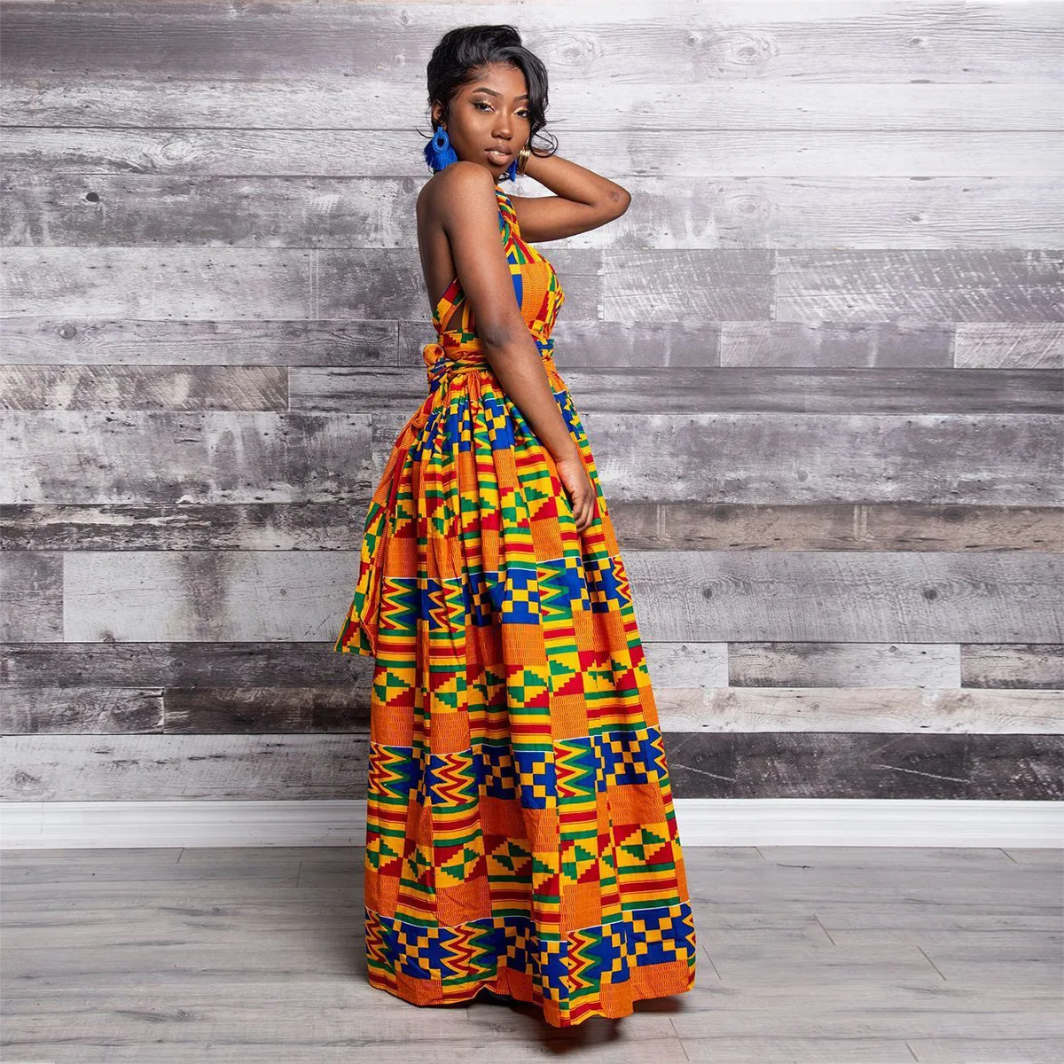 Longue robe africaine wax pour femmes 52