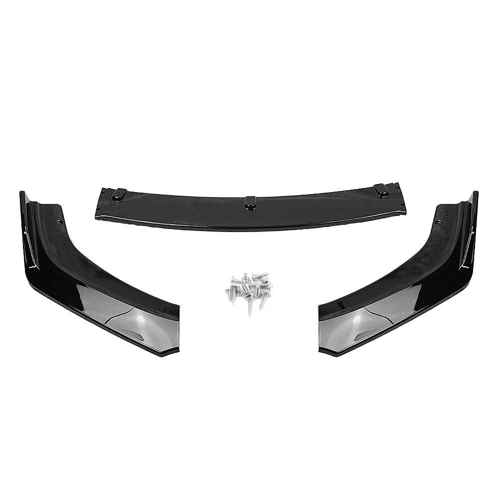 Front Bumper Spoiler Lip For Honda Civic X FC FK 10th Gen 2016-2020 4 Door Sedan Gloss Black/Carbon Fiber Look Blade Splitter