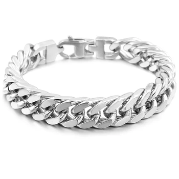 

GOKADIMA Stainless Steel Bracelet Men Jewelry Link Cuban Chain PUNK ROCK, Biker, gift, for pulsera hombre, WB022
