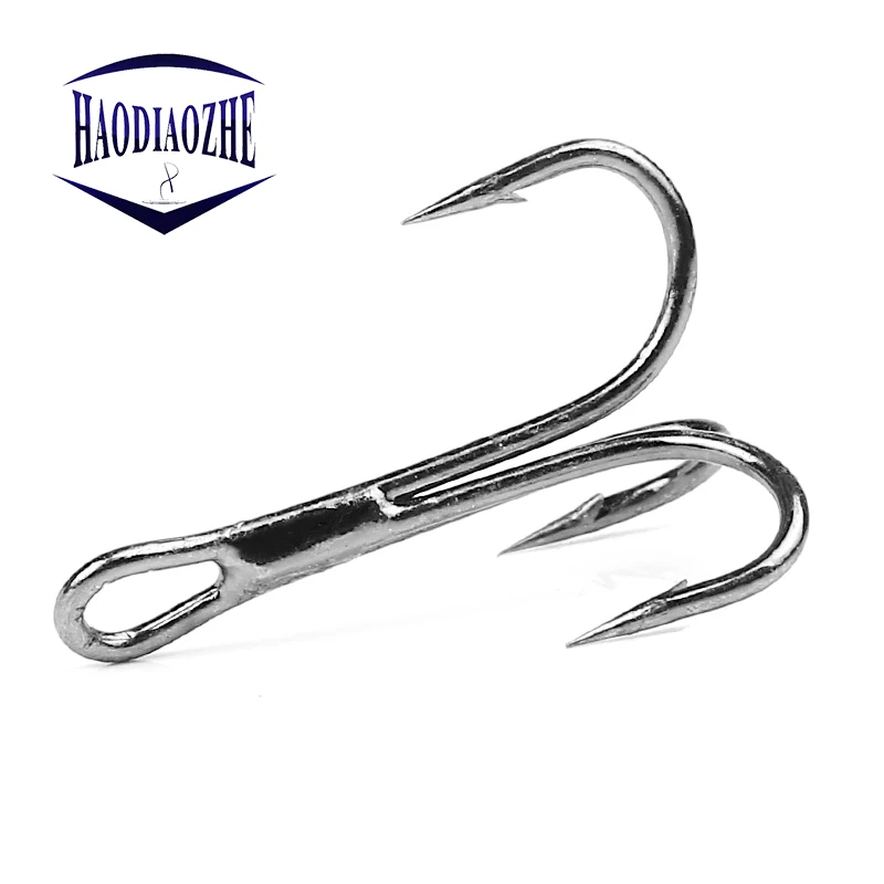 HAODIAOZHE 20Pcs Fishing Hook High Carbon Steel Treble Hooked 3 4 5