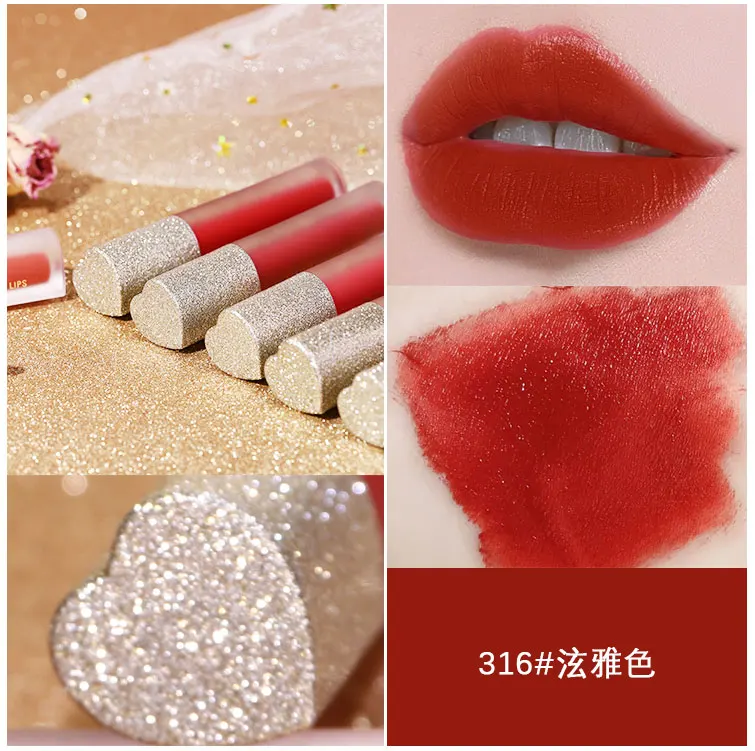 

Novo moisturizing lip gloss beautiful sexy red pumpkin brown pigment long lasting waterproof soft matte liquid lipstick BN258