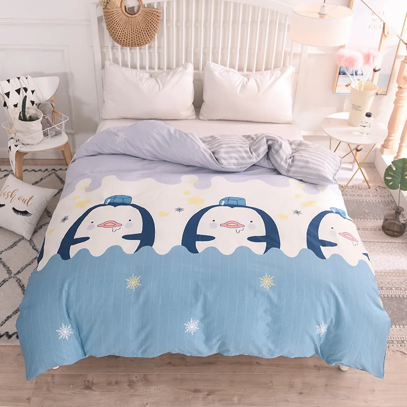 Пододеяльник для одного двуспального размера, двуспальная кровать King size, чистое хлопковое стеганное одеяло для девочек, прекрасные подарки для детей, студентов - Цвет: Happy Penguin