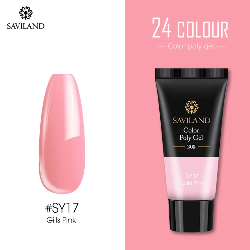 SY17 Saviland 30 г полигель акриловый гель для наращивания УФ-Гель-лак прозрачный розовый мягкий без пригорания покрытие натуральный инструмент для дизайна ногтей - Цвет: SY17