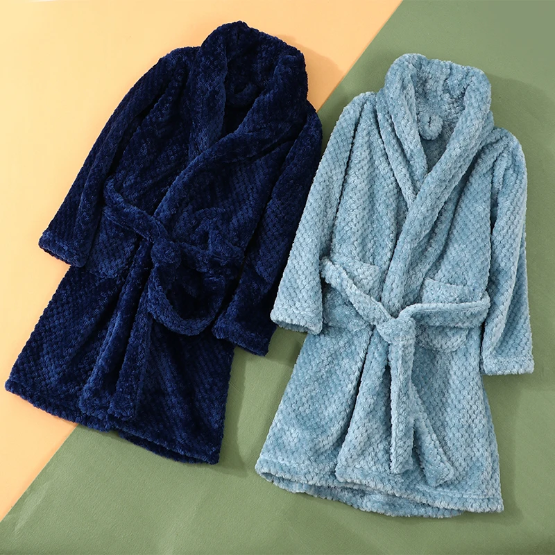 Sleepwear & Robes classic 4-18 Year Autumn Winter Bathrobe kids sleepwear robe 2020 Children bath robe warm soft pajamas for girl boy Teenage Flannel Robe baby girl nightgowns