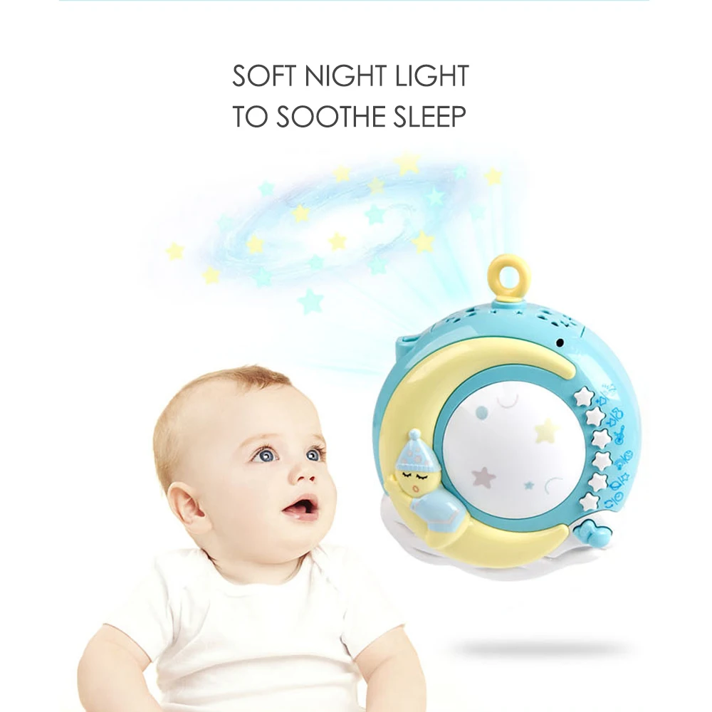 0-12 Months Baby Rattle Infant Crib Mobile Rotating Bed Bell Music And Sky Stars Projection Infant Sleep Early Learning Kids Toy