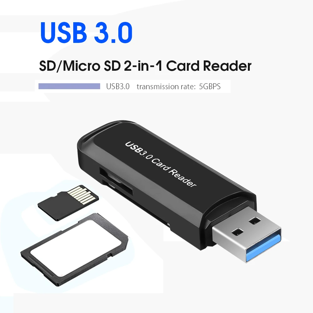 2 в 1 usb-адаптер 3,0 высокая скорость для Micro SD TF карт памяти считыватель портативный для компьютера ноутбука