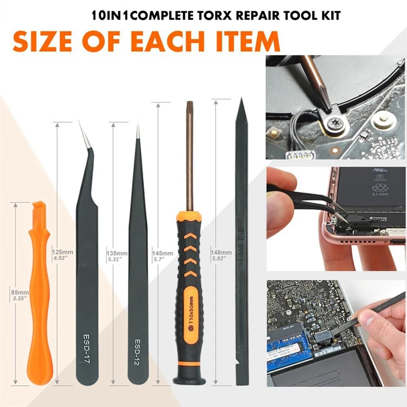 10 in 1 Torx Screwdriver Set with T3 T4 T5 T6 T8 T10 Torx Bit Suitable for Disassembly and Repair Of Electronic Equipment Such A