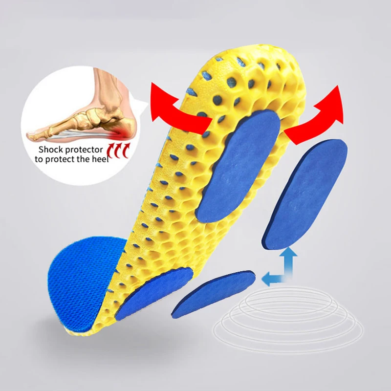 Memory Foam Insoles For Shoes Sole Mesh Deodorant Breathable Cushion Running Insoles For Feet Man Women Orthotic Insoles