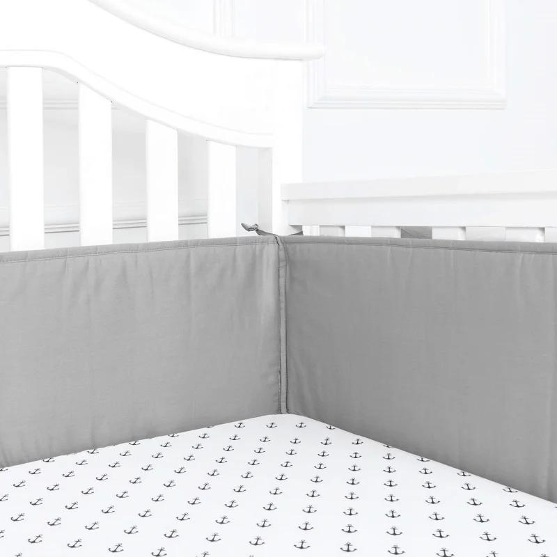 Gray 4 pieces 1 комплект = 4 шт. воздухопроницаемые хлопковые Бамперы для кроватки, бамперы для кроватки, моющиеся Мягкие накладки для кроватки, комплект для маленьких мальчиков и девочек, безопасный бампер - Цвет: Gray 4 pieces