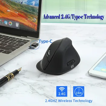 

Type-C Vertical Wireless Mouse Ergonomic 2.4G USB Wireless Mouse for Notebook
