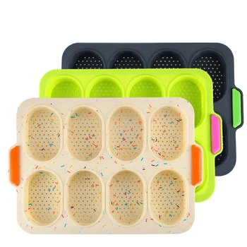 

3PCS 8 Grid Silicone Baking Pan Thickened Muffin Pudding Oven Bread Cake Baking Mold