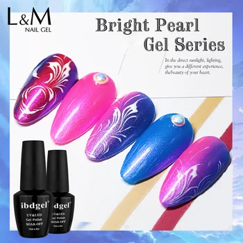 

ibdgel black bottle High quality Bright Pearl Gel color series UV LED Soak OFF shining glue Nails big capacity 15Ml 6pcs /lot