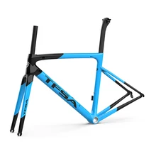 2022 TFSA Brand T1000 Frame with Fork Seat Post Headsets Clamp Road Bike Body Shelf Stand Blue Color Frame in Water Sky Blue
