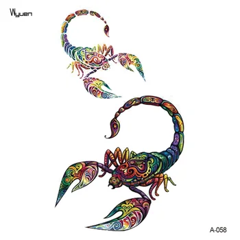 

Wyuen 2017New Design Scorpion Temporary Tattoo for Adults Waterproof Tatoo Sticker Body Art A-058 Fake Tattoo Man Woman