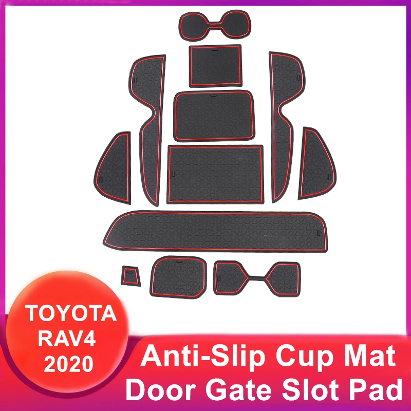 

Car Interior Non-Slip Cup Mat Door Gate Slot Pad Covers Storage Box Mat Stickers Fit For Toyota Camry 2019 2020 Accessories