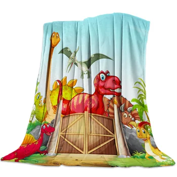 

Dinosaur Cartoon Movie Children Throw Blankets with Plant-themed Warm Blankets