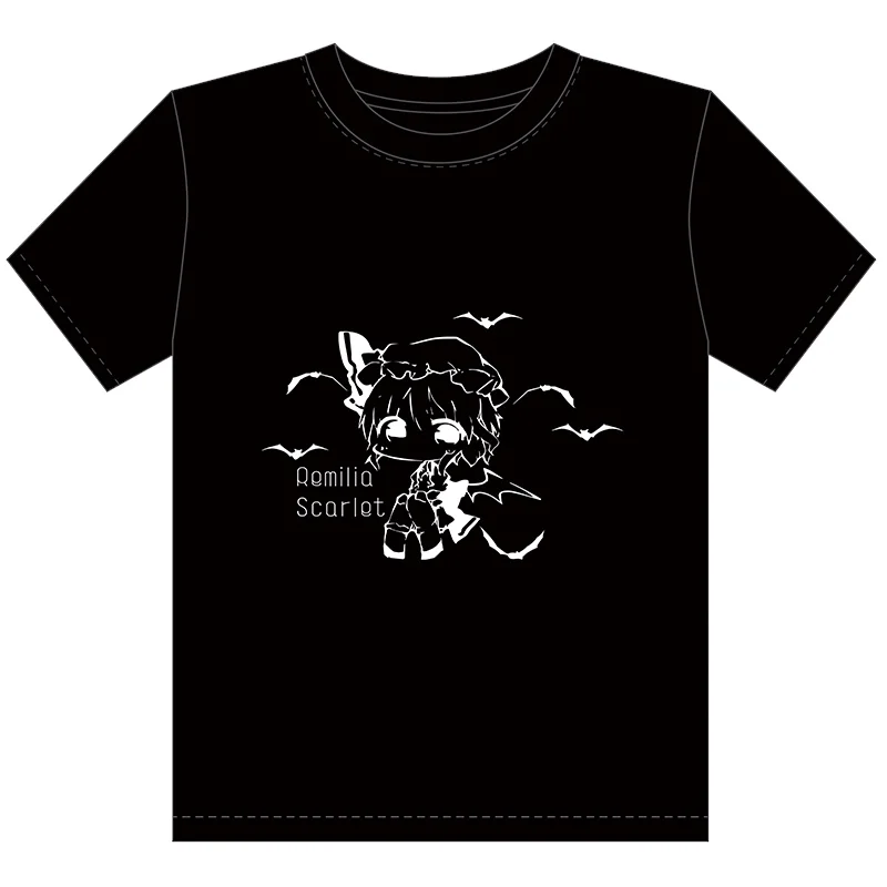 Touhou проект Ремилия Скарлет японского аниме летняя хлопковая Футболка свободная футболка одежда мужские и женские футболки с коротким рукавом топы - Цвет: Black 2