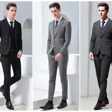 Повседневные мужские костюмы из 3 предметов, полосатый мужской деловой костюм, женихов, мужские свадебные костюмы