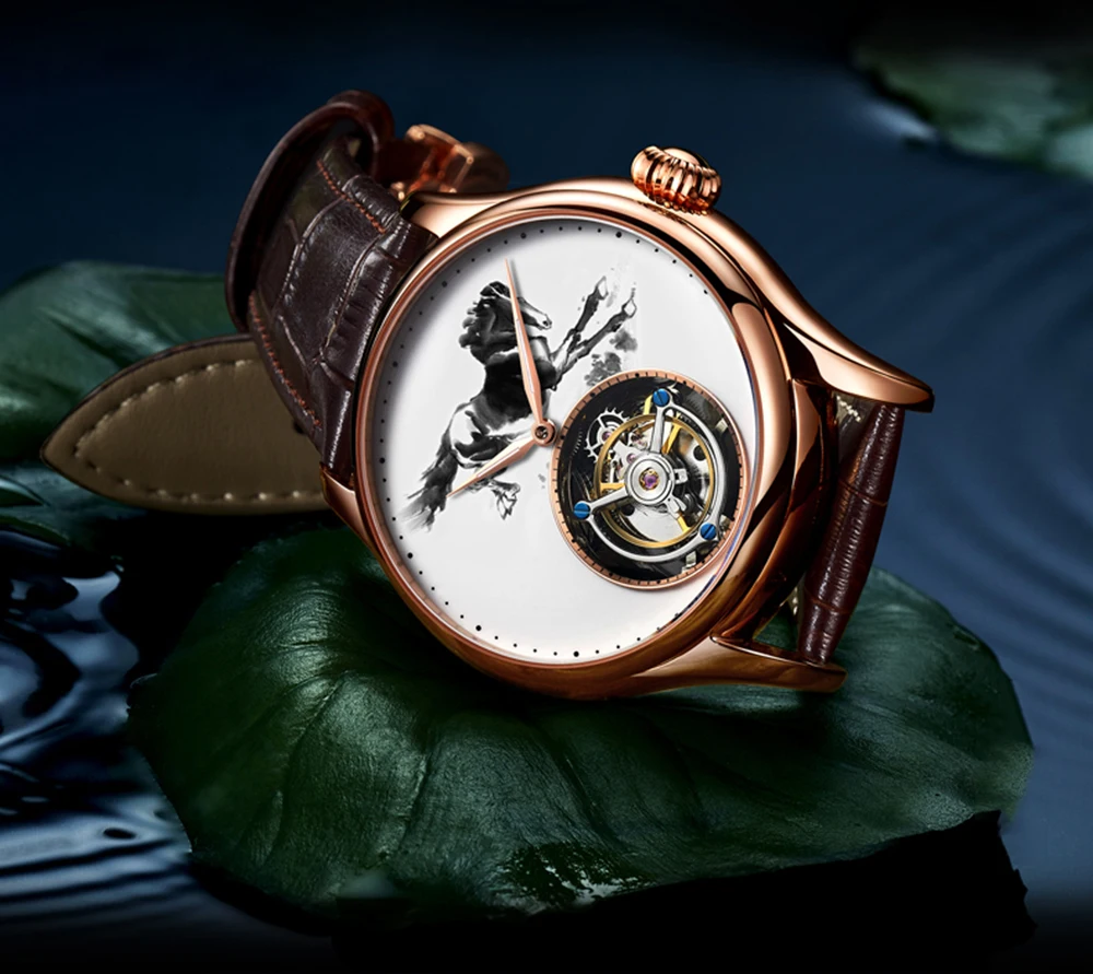 Guanqin водонепроницаемые мужские часы-скелетоны Tourbillon бренд механические часы Роскошные мужские часы