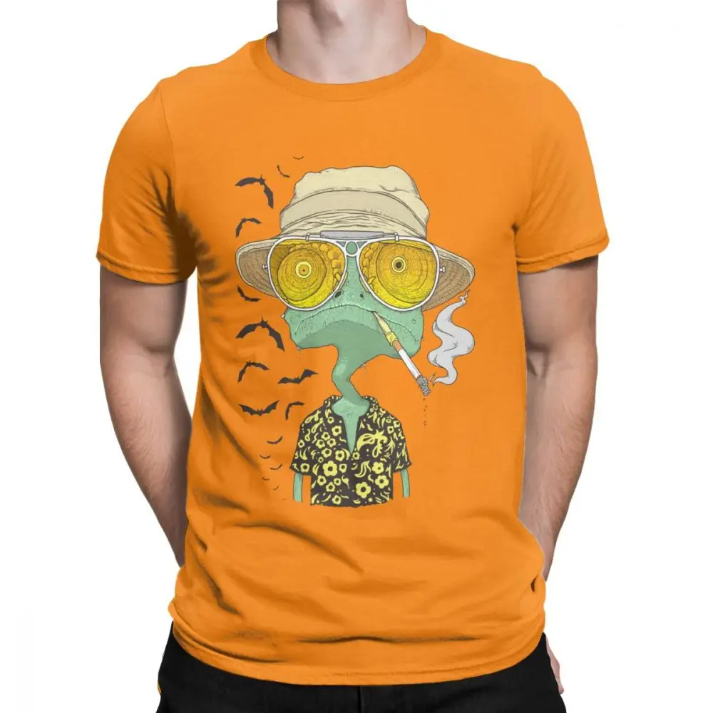Мужская футболка Rango Fear And Loathing In Las Vegas, топы из чистого хлопка с коротким рукавом, летние футболки - Цвет: Оранжевый