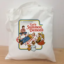 Большая вместительная простая хозяйственная сумка Let's Summon Demons Girls холщовая ручная сумка женская простая сумка на плечо сумка-тоут