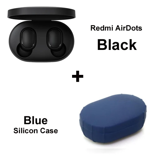 Add Blue Case Xiaomi Redmi Airdots TWS Bluetooth наушники стерео бас BT 5,0 Eeadphones с микрофоном Handsfree Наушники управление AI - Цвет: Add Blue Case